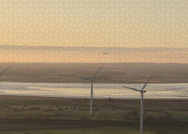 Wind Turbines at Sunset Frodsham UK - Puzzle