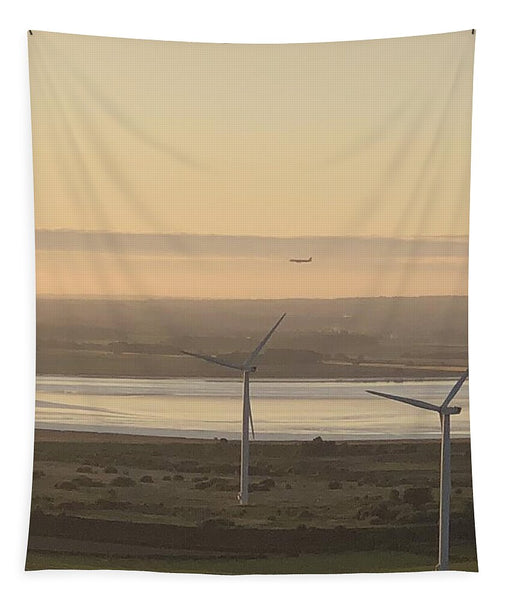 Wind Turbines at Sunset Frodsham UK - Tapestry