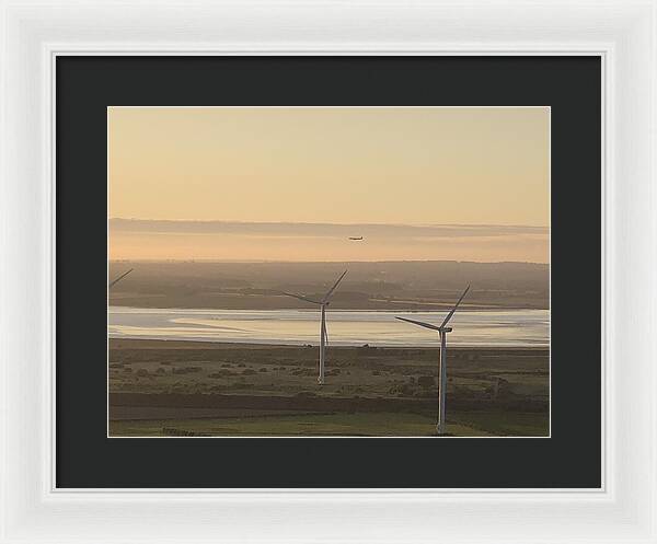 Wind Turbines at Sunset Frodsham UK - Framed Print