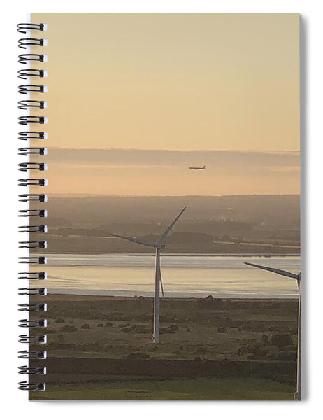 Wind Turbines at Sunset Frodsham UK - Spiral Notebook
