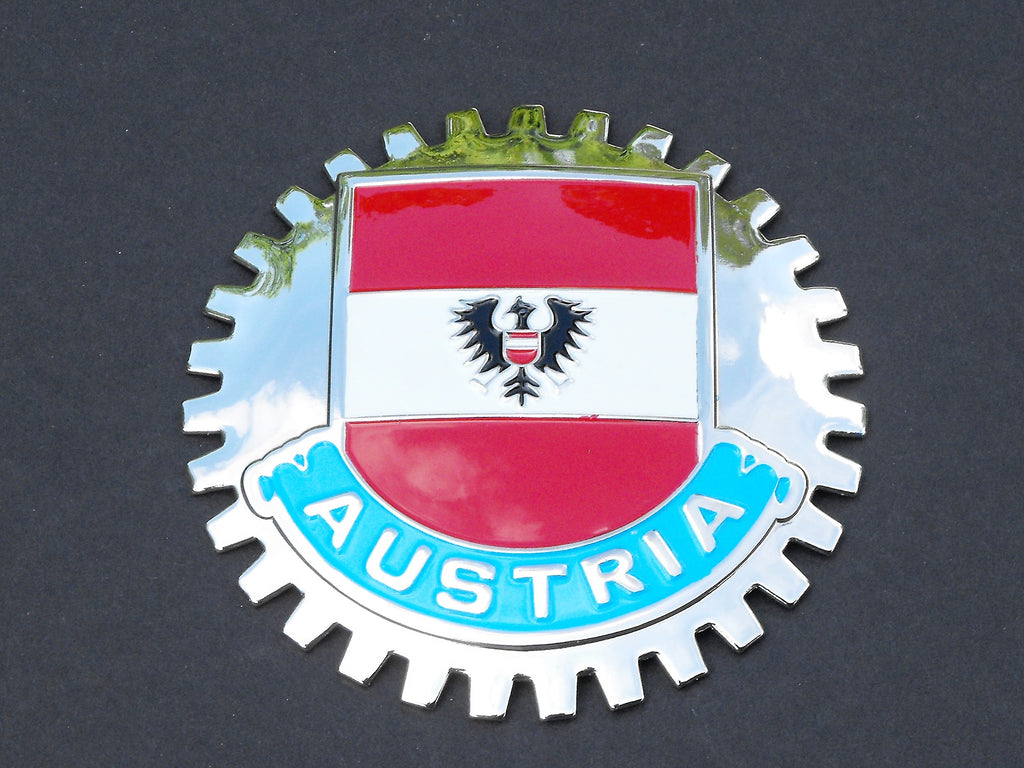 AUSTRIAN FLAG CAR GRILLE BADGE EMBLEM AUSTRIA