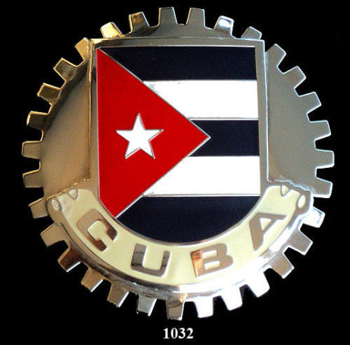CUBAN FLAG CAR GRILLE BADGE EMBLEM