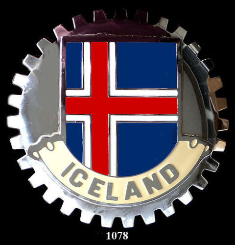 ICELAND FLAG CAR GRILLE BADGE EMBLEM