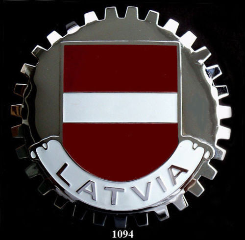 LATVIAN FLAG CAR GRILLE BADGE EMBLEM