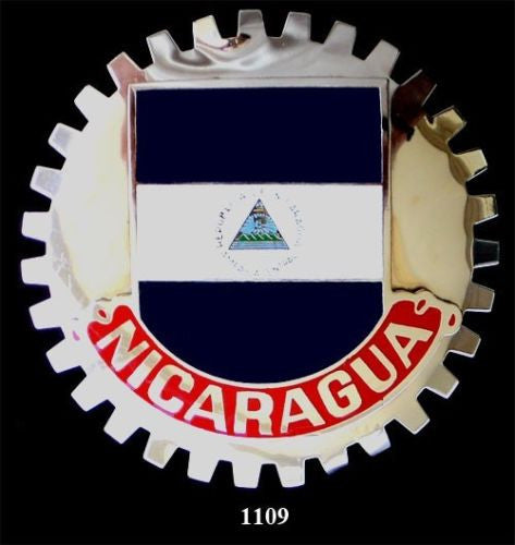 NICARAGUAN FLAG BADGE CAR GRILLE EMBLEM