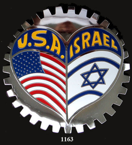 ISRAELI AMERICAN USA HERITAGE BADGE EMBLEM FOR CAR