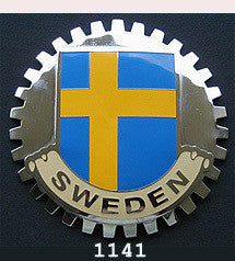 SWEDEN FLAG CAR BADGE SWEDISH FLAG GRILLE EMBLEM
