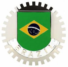 BRAZIL FLAG CAR GRILLE BADGE EMBLEM BRAZILLIAN