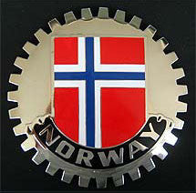 NORWAY FLAG CAR GRILLE BADGE NORWEGIAN FLAG