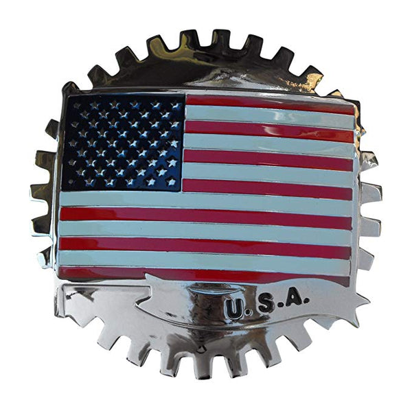 AMERICAN FLAG ( USA ) AUTOMOBILE GRILLE BADGE EMBLEM